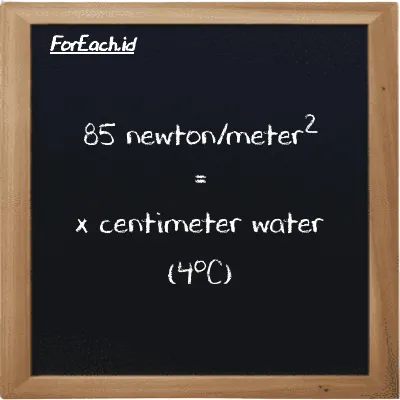 Example newton/meter<sup>2</sup> to centimeter water (4<sup>o</sup>C) conversion (85 N/m<sup>2</sup> to cmH2O)